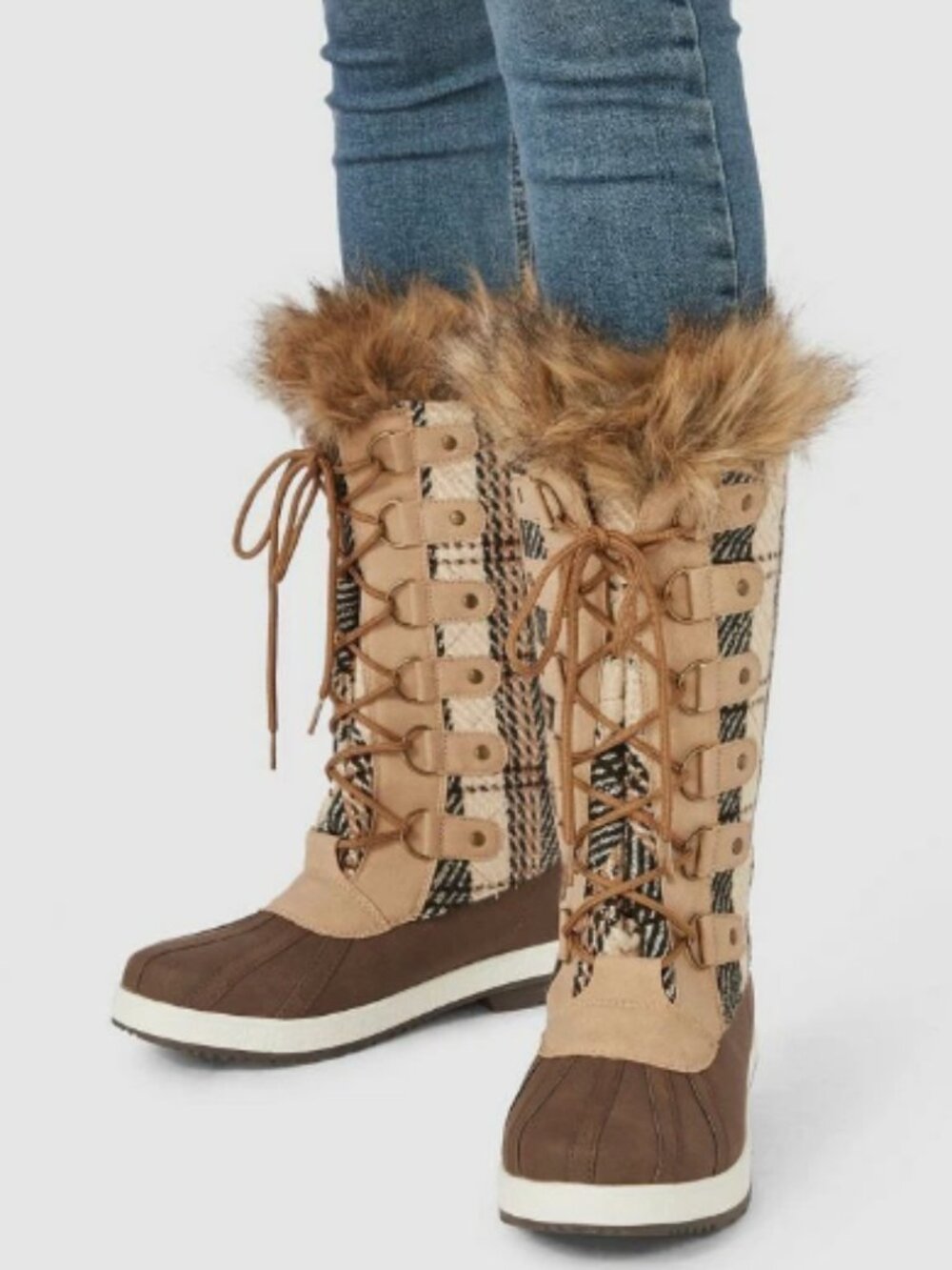 JUST FAB Marley Quilted Faux Fur Snow Boot, Sz 10